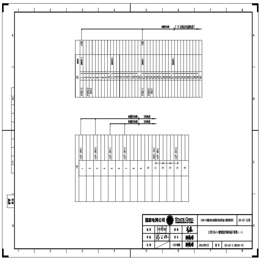 110-A2-3-D0204-45 主变压器110kV侧智能控制柜端子排图（一）.pdf-图一