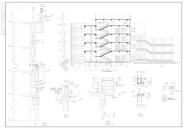 学校图书馆建筑施工CAD图纸-图二