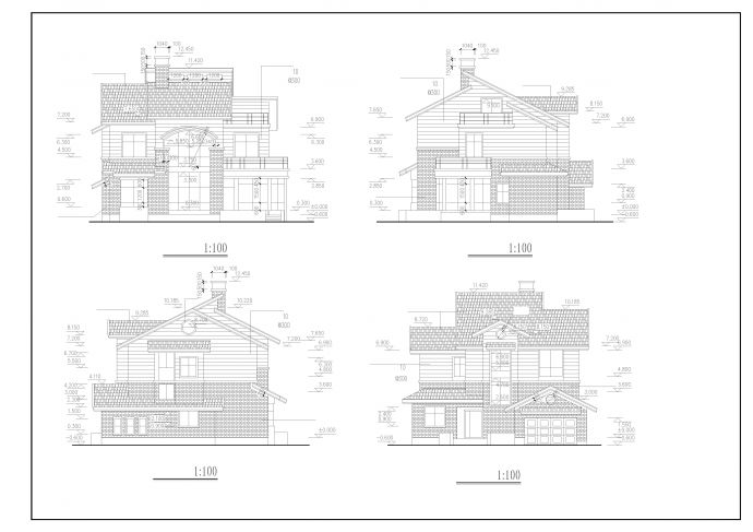 独栋别墅中西结合CAD设计图纸_图1