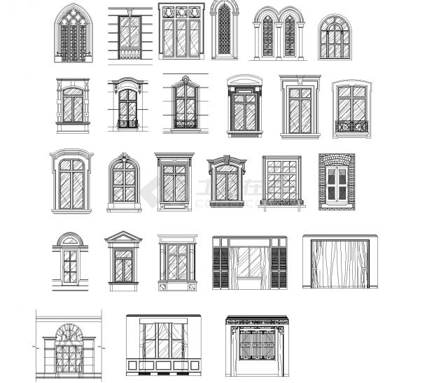 欧式传统建筑元素-窗台CAD-图一