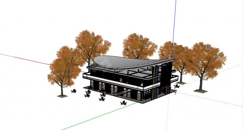 新民族古典现代主义小咖啡厅3Usu模型设计-图二