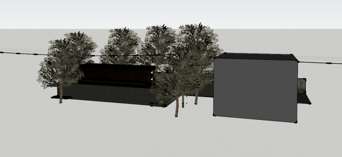 双层木制咖啡屋的SU模型设计_图1