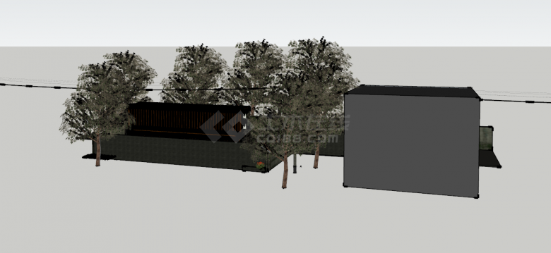 双层木制咖啡屋的SU模型设计-图一
