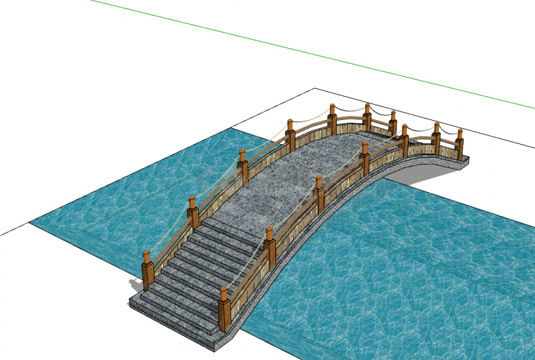 新中式风格拱桥SU模型设计-图二