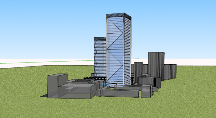 现代商务办公楼景观建筑SU模型设计_图1