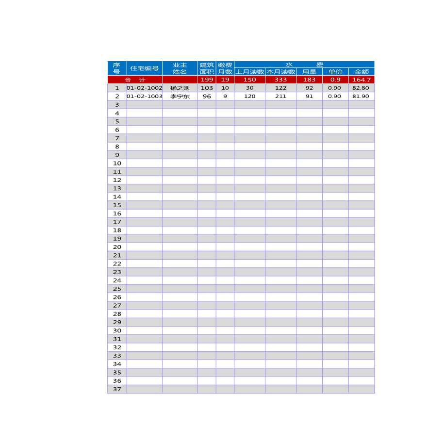物业管理明细表Excel表格.xlsx-图一