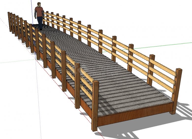 新古典木制人形拱桥su模型-图二