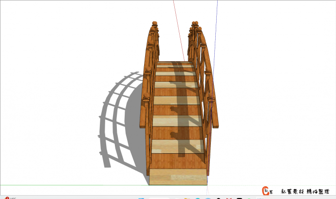 日式小型复古风格拱桥su模型_图1