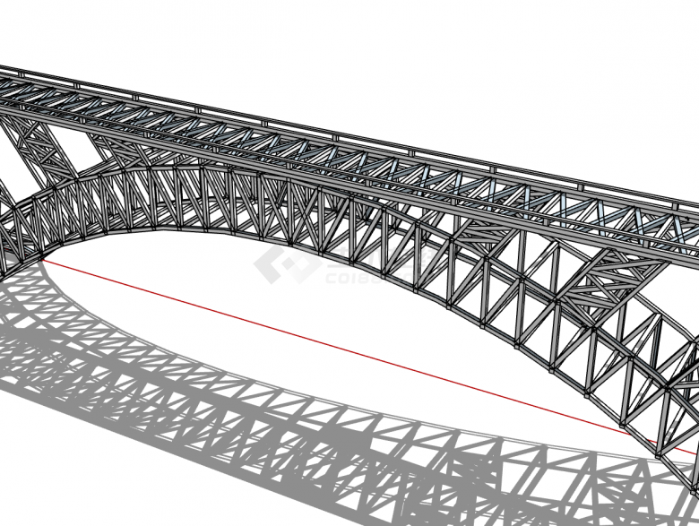 小型钢结构拱桥桥梁su模型-图一