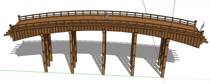 现代简约实木拼接桥梁su模型_图1
