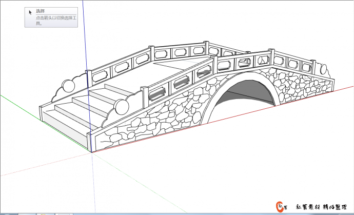 简约景区石拱桥的SU模型_图1