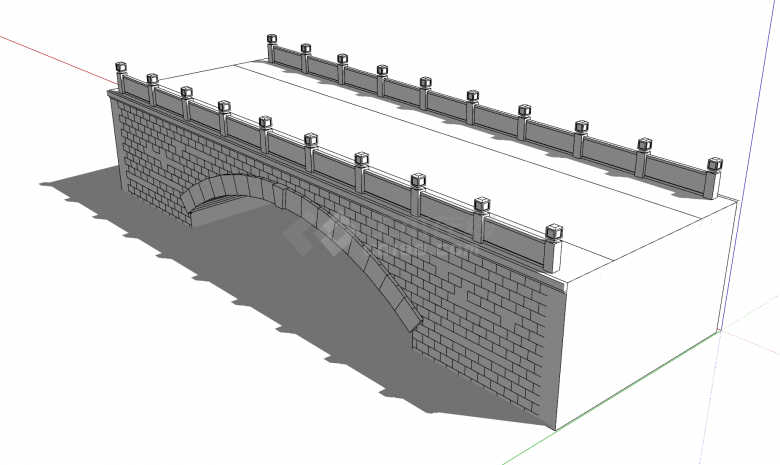 中式古典砖砌拱桥su模型-图二