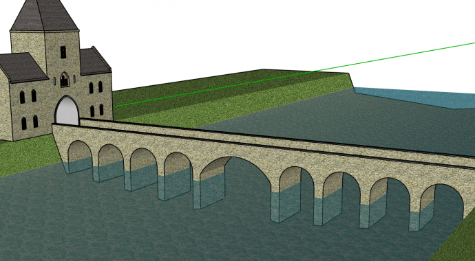 小型北欧式石质拱桥su模型_图1