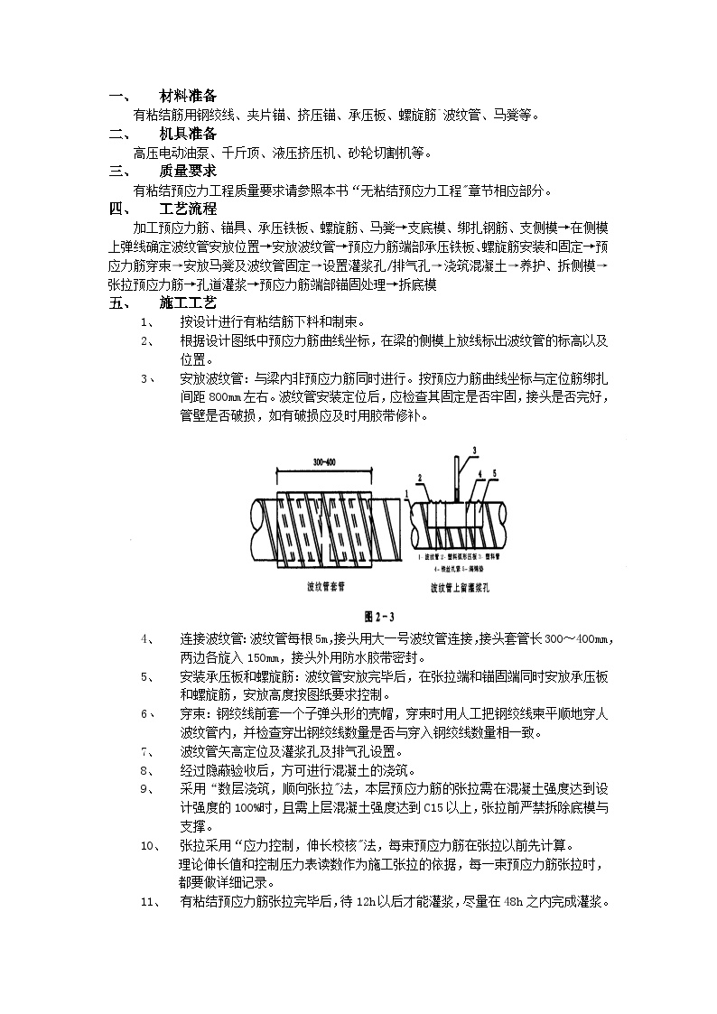 施工技术交底-有粘结预应力工程.doc-图一