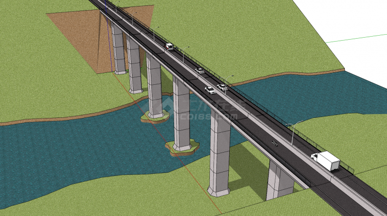 现代化大型砼制跨山跨河桥梁su模型-图一