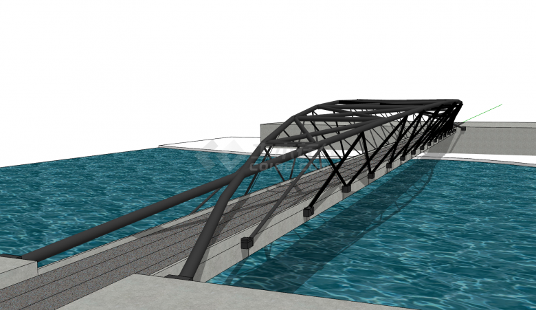 现代化大型砼钢一体化景观桥梁su模型-图一