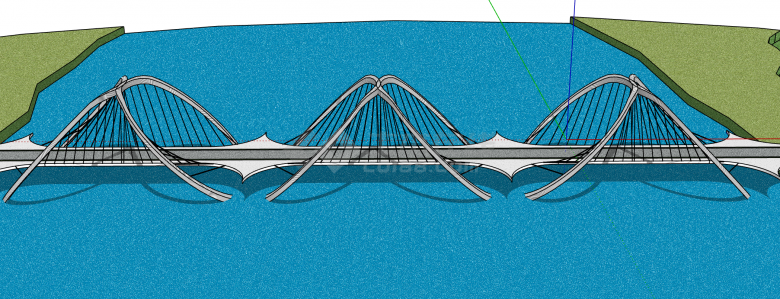简欧风设计感悬索桥梁su模型-图二