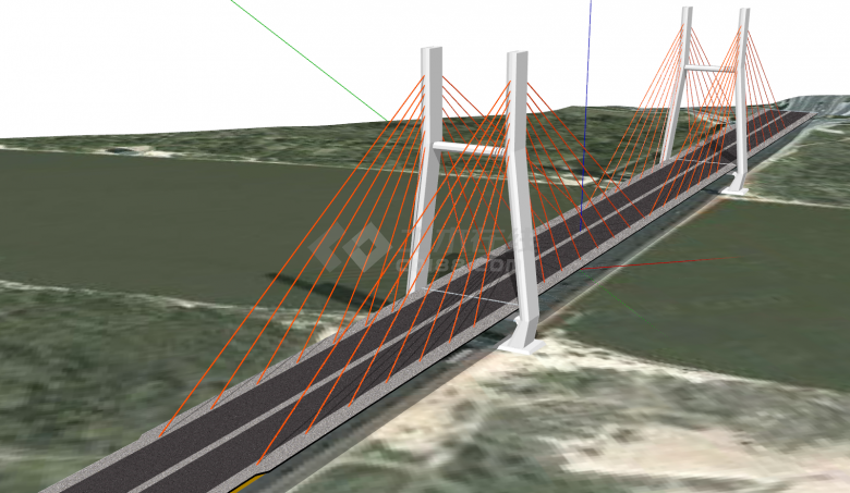 现代化大型跨江多材料多结构类型悬索桥梁su模型-图二