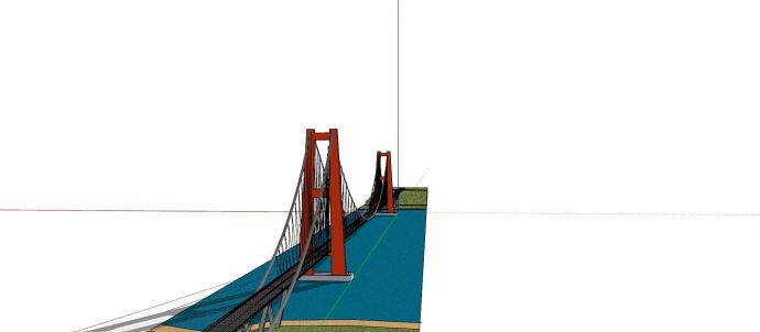 湖面平原建造悬索桥su模型_图1