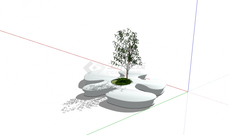 北欧风格创意树池坐池su模型设计图-图一