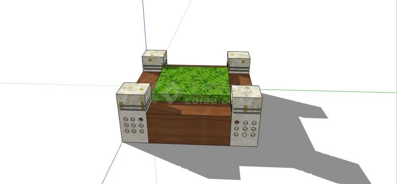 四角小石柱方形树池su模型-图二