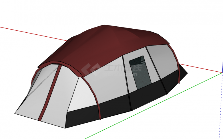 大型长形双拼色帐篷su模型-图一