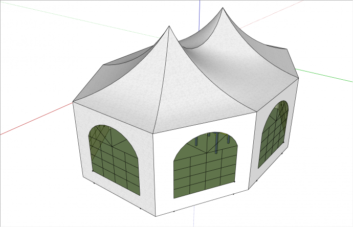 豪华多边形SU帐篷模型_图1