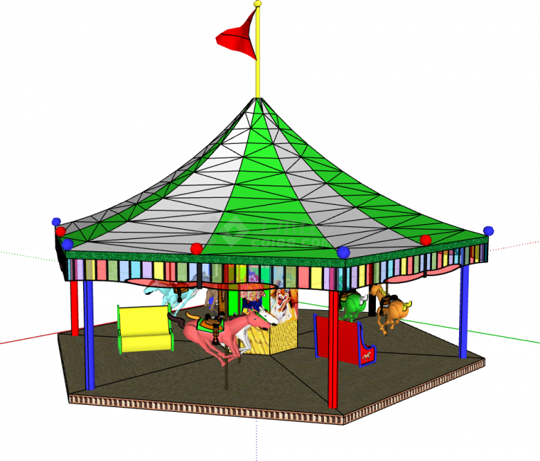 旋转木马配套帐篷的SU模型-图二