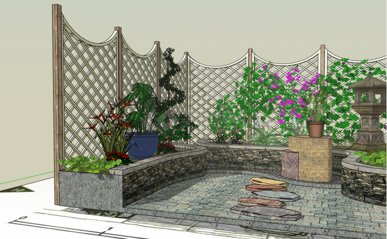 超美观现代庭院花园su模型 -图二
