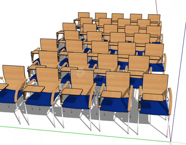 带小桌板型会议室型椅子su模型-图二