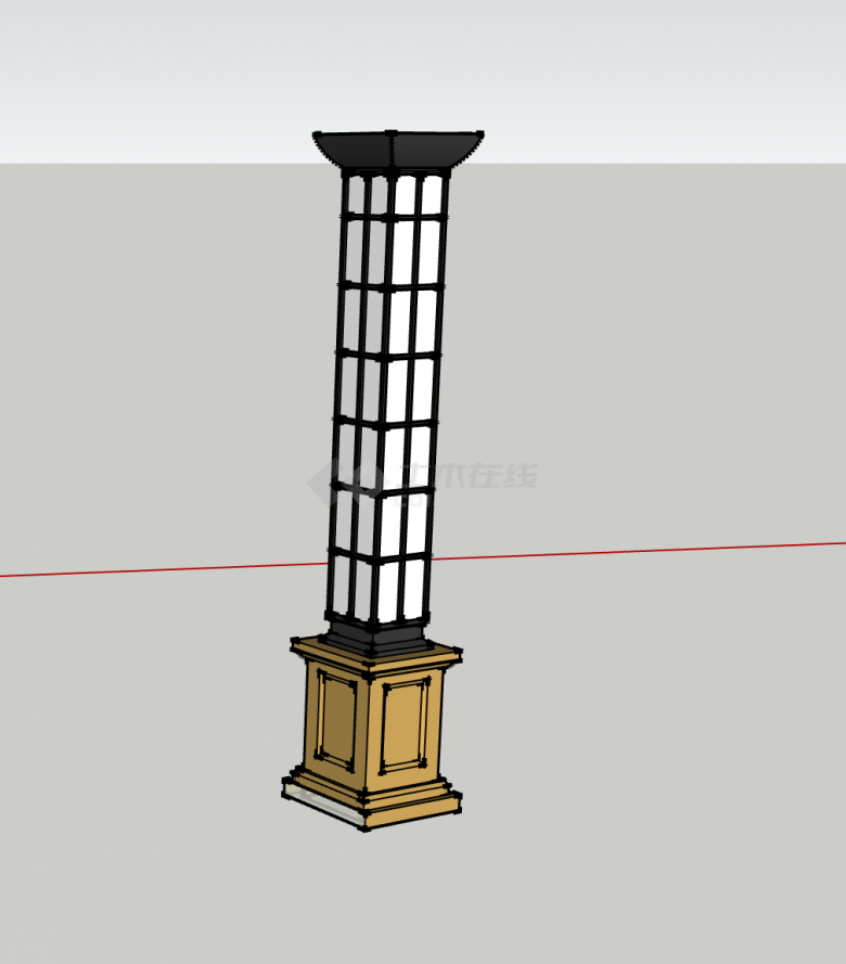 中式景观灯柱su模型-图二