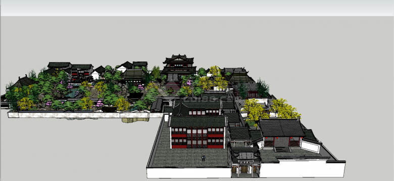 中式古典建筑狮子林su模型-图二
