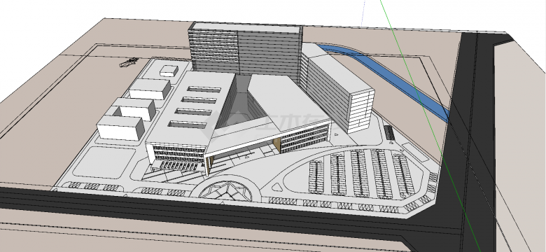 成都市第七人民医院入口建筑设计su模型-图二