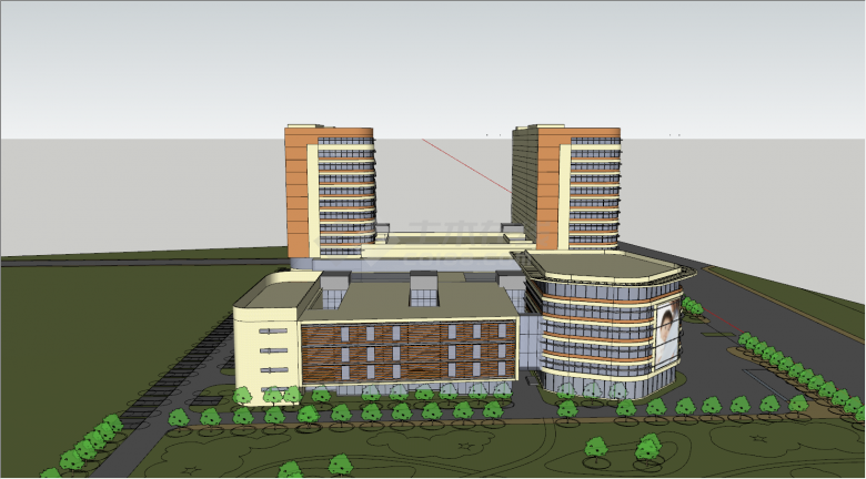 现代建筑医院大楼设计方案su模型-图一