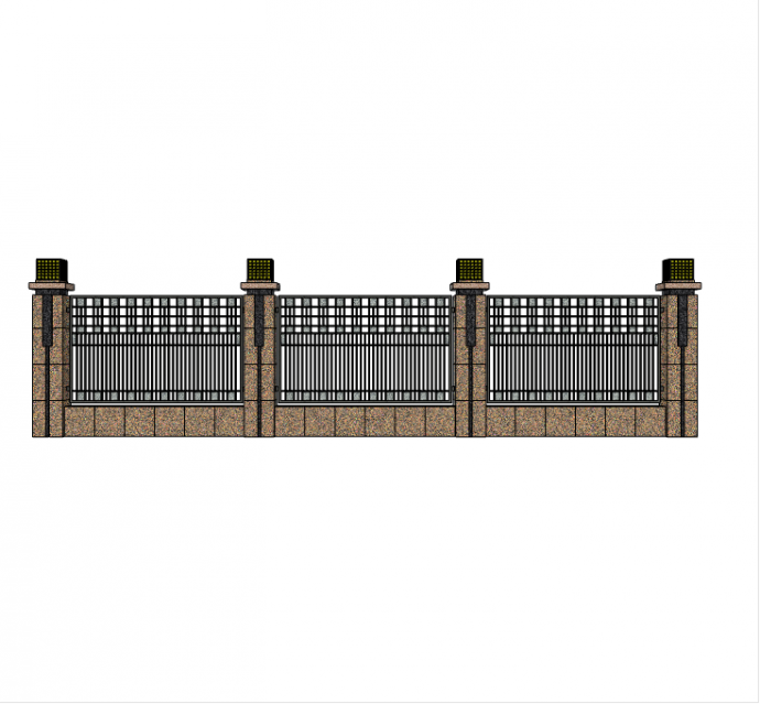 现代经典暗色欧式围墙围栏su模型_图1
