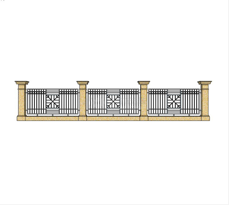 古典雪花花纹样式欧式围墙围栏su模型-图一
