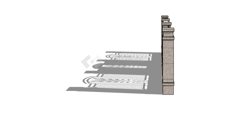 欧式古典柱状围墙su模型-图二