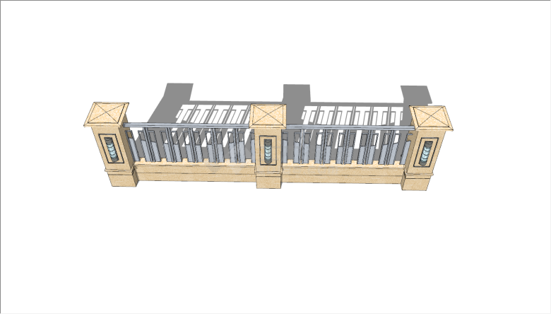 温馨现代风格建筑围墙su模型-图二