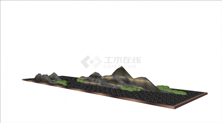 新中式温馨现代风格线条山形山水景墙su模型-图二
