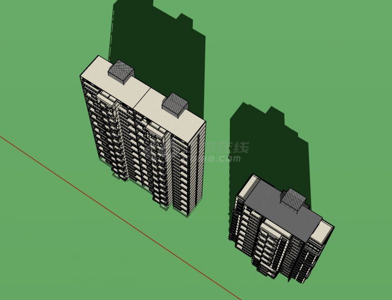 白色现代住宅建筑户型SU模型-图一