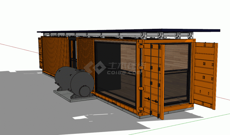 集装箱改单层简易房屋su模型-图二