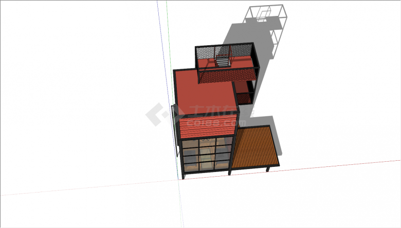 楼梯式整体集装箱su模型-图二