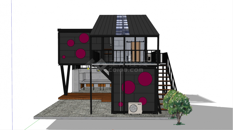 集装箱式二层小楼住宅su模型-图二