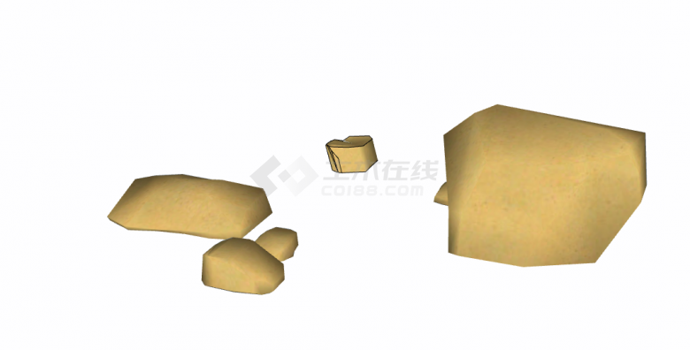黄色简约的假山置石su模型-图二