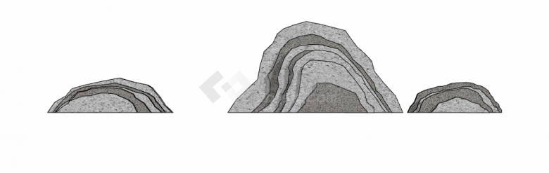 黑色卷纹的灰色假山置石su模型-图一