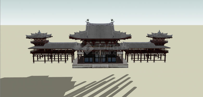 中式古建筑楼阁su模型-图二