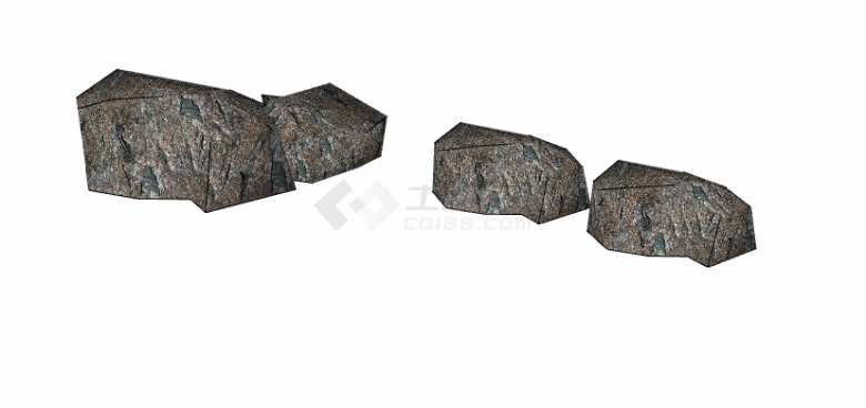 三块墨黑色假山置石su模型-图二