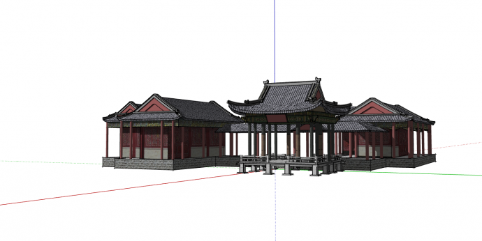 中国古风连通式超大古建房su模型_图1