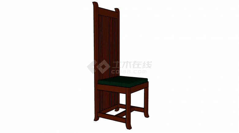 中式镂空家具红木椅子su模型-图二