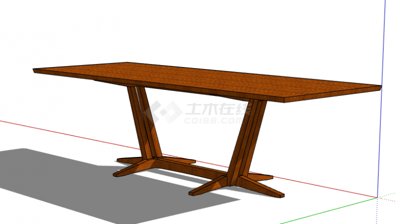 长方形褐色中式家具 su模型-图二